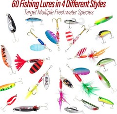 Versatile Fishing Tackle Bag with 60 Lure Kit – Ideal for All Fishing Adventures