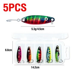 3D Luminous S Shape Metal Fishing Lure 5PCS Pack with Natural Swimming Action