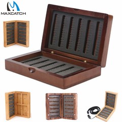Maxcatch Natural Wooden Fly Fishing Box Case Double Side Foam Insert
