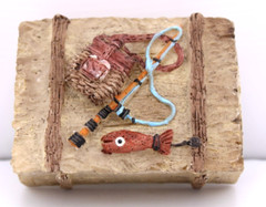 Fishing Small Box Resin Rustic Finish 3.5 in x 2.5 in x 1.5 in Great For Hooks