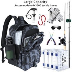 Yolibon Fishing Backpack Tackle Boxesfishing Sling Tackle Bag Rod Holder