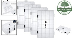 Four Pack Fishing Tackle Trays with Customizable Compartments and Handle Groove