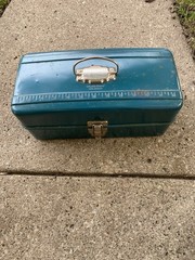 Vintage Union Steel Chest Corp. Made In USA Metal Tackle/Tool Box Teal
