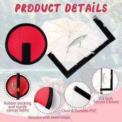 5 Pcs Fishing Hook Covers Set, 4 Red Lure Wraps for Rod and 1