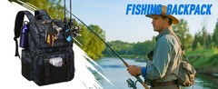 Fishing Tackle Backpack 45L 50cm/19.6in Rod Holders Rain Cover Cooler Bag