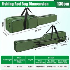 Fishing Rod Case, Portable Fishing Pole Bag 4.27ft Waterproof Rod Reel Carrie…