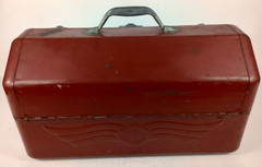 Vintage Metal Large Simonsen Tackle Box 20″x11″10″ Red