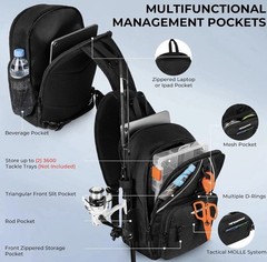 KastKing Karryall Fishing Sling Tackle Bag Black Water-Resistant Nylon 5P 15″