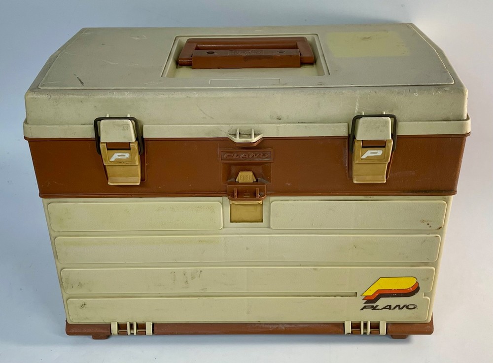 Vintage Plano 757 Fishing Tackle Box Top Storage With 4 Drawers Made In USA