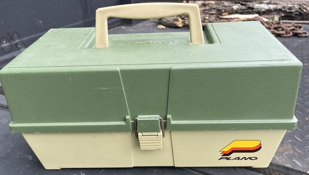 Vintage Plano Vintage Tackle Box w/ Hooks Lures & More Single Latch Future 21