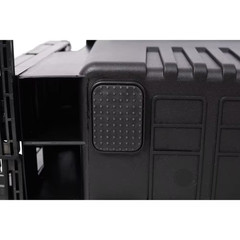 9 In. W Black Plastic Portable Dual-Layer Fishing Tackle Tool Box with Rod Holde
