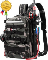 Fishing Backpack with Rod Holder, Fishing Tackle Storage Bags Fishing Tackle Box