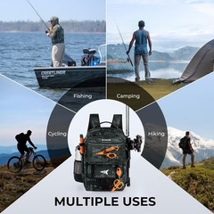 Versatile Fishing Gear Storage Backpack with Breathable Padding and Stylish Camo