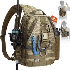 Piscifun Fishing Backpack with Rod Holder Lightweight Sling Bag Storage Gear and