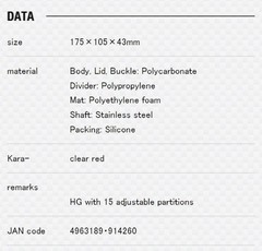Meiho WG-1 Waterproof Parts Case (175 x 50 x 43mm) Clear Red (4260)