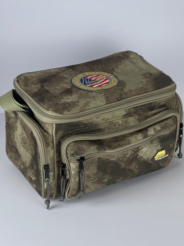 Military Warriors Support Foundation Camo Fishing Tackle Bag with 4 Tackle Trays