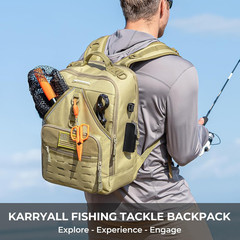 Kastking Karryall Fishing Tackle Backpack with Rod Holder 4 Tackle Boxes,40/26L