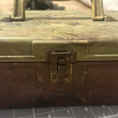 Vintage Brown Green Marbled Bakelite Tackle Or Tool Box 11x4x5 Inch