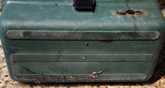 13″ Sears Plastic Fishing Tackle Box 3 Tier Tray Lure Fish Handle Made in USA