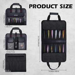 Portable Fishing Jig Bag with 34 Mesh Pockets and Detachable Compartment