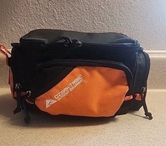 Ozark Trail Black Orange Soft Sided Tackle Bag 3 Pockets Removable Utility Boxes