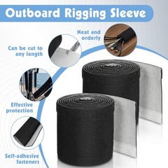 2 Rolls Extra Long Trolling Motor Cable Sleeve, 118″ × 5.24″, black