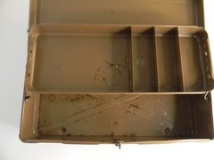 Vintage JCHiggins Fishing Tackle Box With a Fold Out Tray- Sears Roebuck and CO.