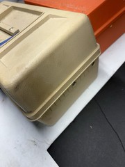 Vintage Old Pal Model 1050 Tackle Box Woodstream Tan Blue 2-Tray Plastic USA