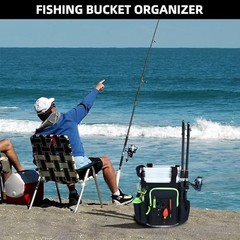 5 Gallon Bucket Fishing Organizer, Waterproof Ice Fishing Bucket Tool Black