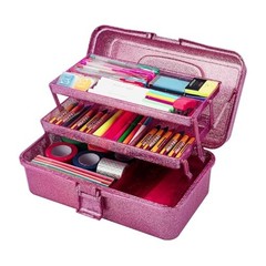 Glitter Purple 3 Layer Craft Storage Box, Purple Tackle Box Organizer | Pink