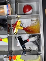 VINTAGE FENWICK EAGLE SATCHEL TACKLE BOX LAKE Lures Accessories Lot #4