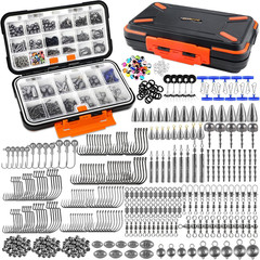 Fishing Accessories Kit with Tackle Box, Hooks, Weights, and Gear Set 264/397pcs