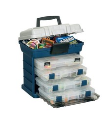 Plano 1364-00 4-By Rack System Blue/Silver ProLatch Utility Fishing Tackle Box