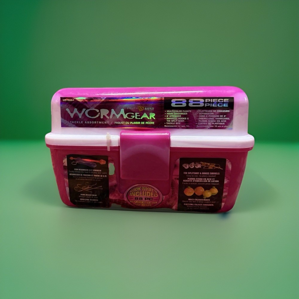 South Bend Wormgear Tackle Box-88 Piece (Pink)