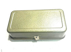 Vintage 13″ GREEN Metal Tackle Tool Utility Box Fishing NOS