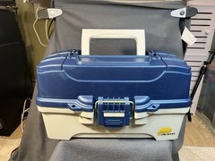 PLANO RETRO Two Tray Tackle Box Model 6202 Blue & Beige Color Fishing Tackle Box