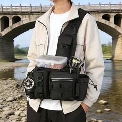 Black Fishing Tackle Backpack, Fishing Crossbody Bag, Fishing Tackle Organizer