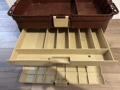 Plano 758 Tackle Box Large 4-Drawer Fishing Storage Organizer Tan Brown