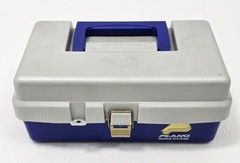 Vintage Plano 3100 Fishing Tackle Box Blue and Gray 13″L x 7″W x 6″H