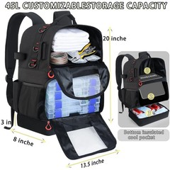 Fishing Tackle Backpack with Cooler,45L Large Tackle Bag with 2 Rod Holders &…