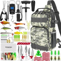 85Pcs Fishing Tool Kit Camo Fishing Backpack Tackle Boxes Lures Tackle Set Gift