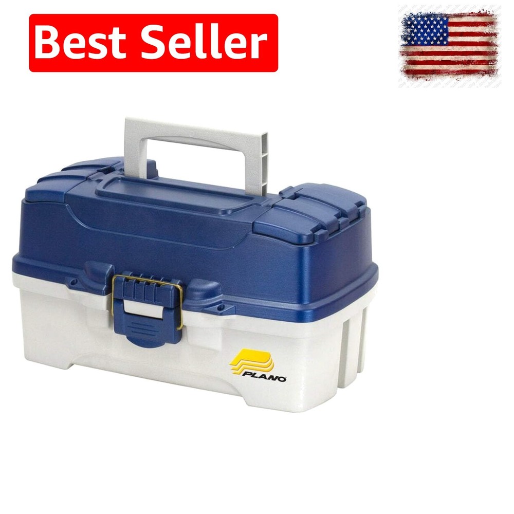 2-Tray Tackle Box with Dual Top Access, Blue Metallic/Off White, Tackle Stor…