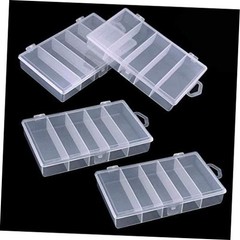 4 Pack 5 Grid Clear Plastic Fishing Tackle Bait Hooks Storage Box,Visible Bead
