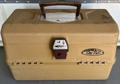 Vintage Old Pal 1290 Fishing Tackle Box Antique USA Bass Trout Pike Lure Tote
