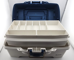 Plano 2-Tray Tackle Box with Dual Top Access, Blue Metallic/Off White, Premium