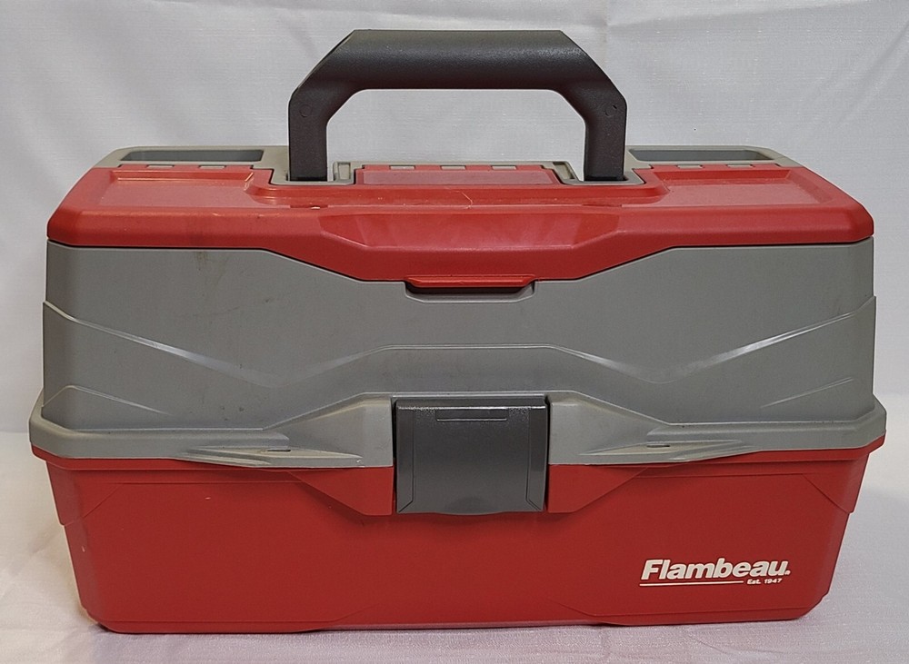 Flambeau Outdoors 3-Tray Classic Tray Tackle Box Red/Gray WITH 9 Lures