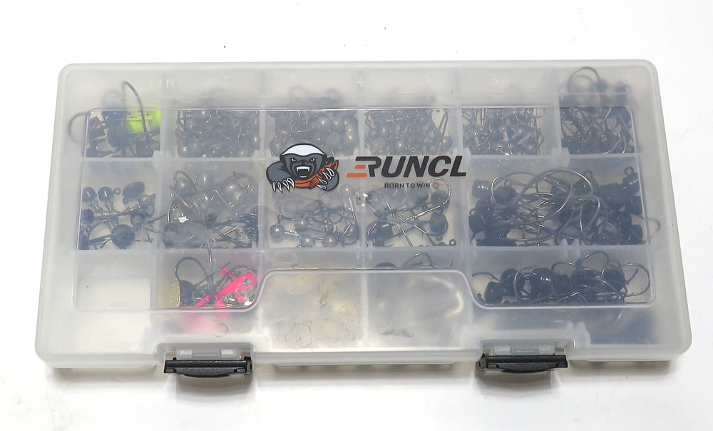 LARGE LOT OF MISC HOOK’S AND WIEGHT’S with RUNCL”BORN TO WIN” TACKLE BOX**