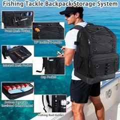 All-in-One 30L Waterproof Fishing Backpack with Tackle & Rod Holder