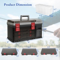 5 Layers Fishing Tackle Box w/ Dividers & Top Storage 3 Removable Utility Boxes