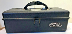 Vintage Old Pal Fishing Tackle Box Single Tray Fish Outline Handle USA Black